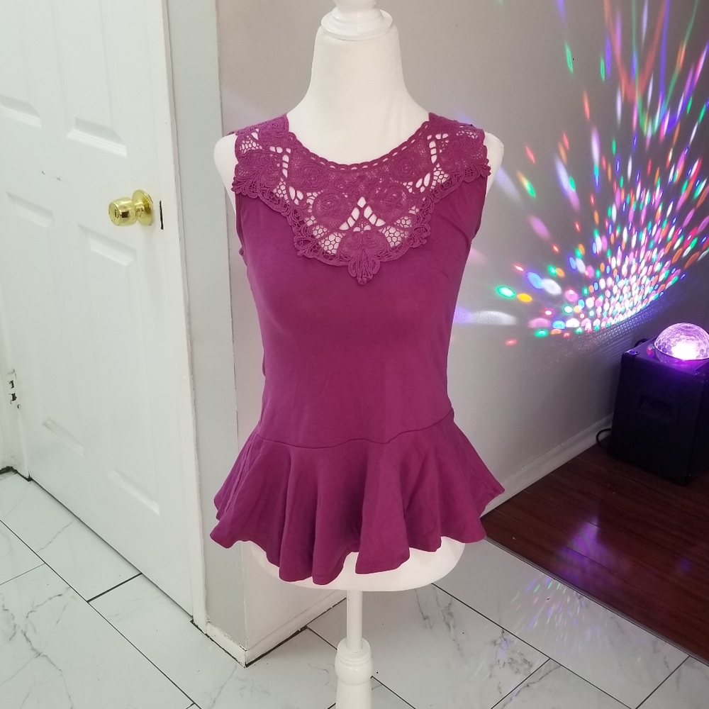 Purple Tank Top Size Medium with ruffle NWOT